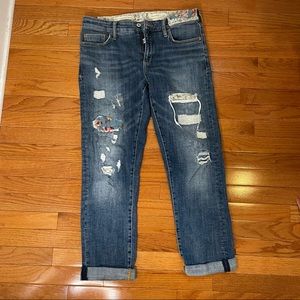 Pilcro Slim Boyfriend Patch Jeans